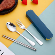 Lade das Bild in den Galerie-Viewer, 304 Stainless Steel Flatware Sets Outdoor Portable Travel Spoon Fork Three-Piece Set Including Chopsticks
