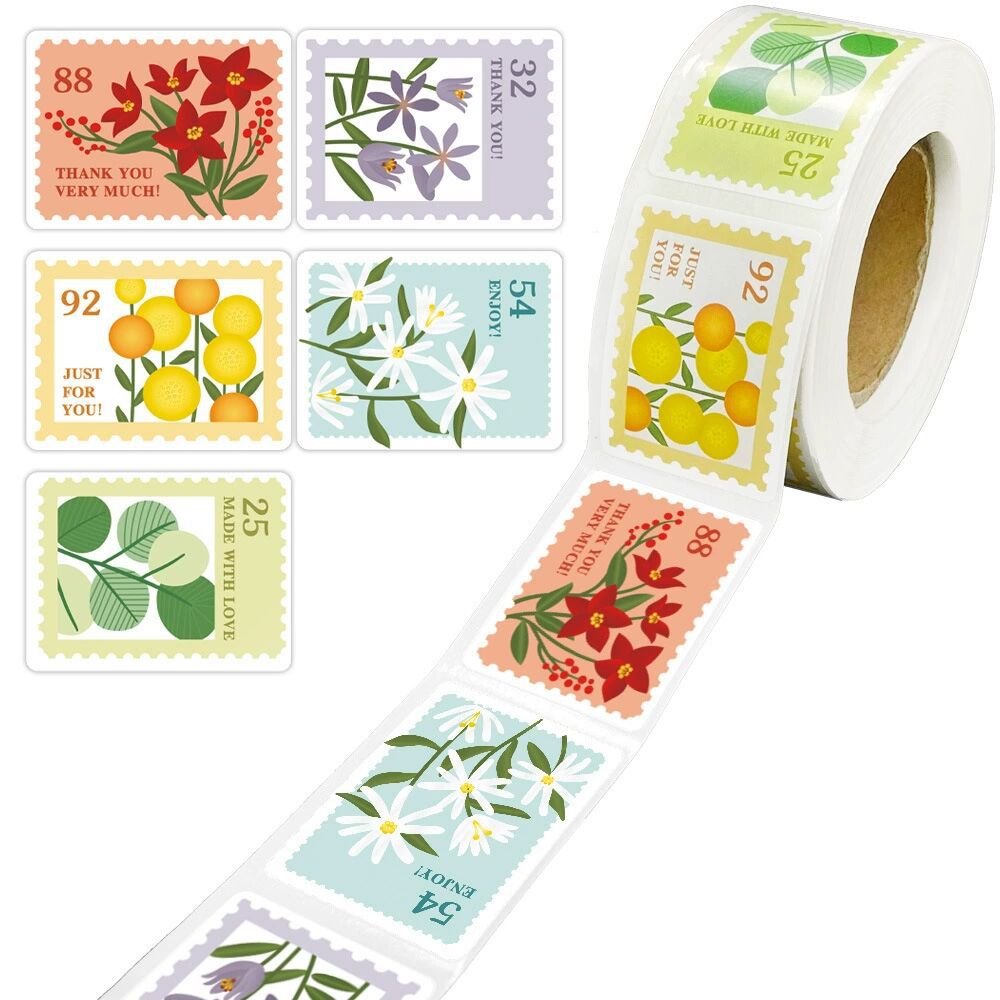 2x500pcs Christmas Xmas Color Stamp Sticker Envelope Book Stationery Decorative Adhesive Self-Adhesive Labels tape
