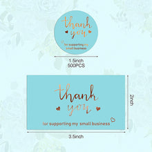 Load image into Gallery viewer, 2x500pcs Christmas Xmas Blue Bronzing Love Heart Thank You Card Stickers Suit tape
