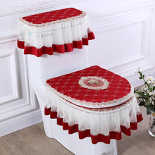 Load image into Gallery viewer, 3pcs Toilet Seat Cover Pads Korean Fabric Craft Gold Velvet Lace     Three-Piece Set   Dust

