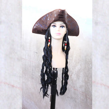 Lade das Bild in den Galerie-Viewer, Halloween Xmas Christmas Gifts Decoration Headwear Captain Pirate Hat Wig Adult
