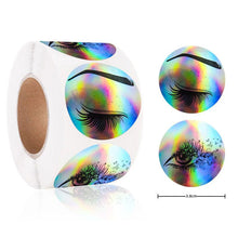 Load image into Gallery viewer, 2x500pcs Christmas Xmas Christmas Rainbow Laser Hot Silver Thank You Sticker Eye Eyelash Gift Label tapes
