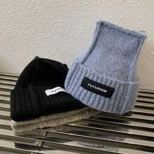 Load image into Gallery viewer, Warm Winter Knit Beanie Hats Korean Designer Model Simple Patch Woolen Cap Children Unisex
