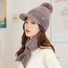Lade das Bild in den Galerie-Viewer, Warm Winter Knit Beanie Hats Women's Autumn Wool Cute Wild Scarf Set Fleece-Lined Thickened Unisex
