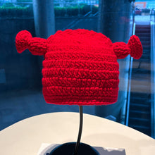Lade das Bild in den Galerie-Viewer, Warm Winter Knit Beanie Hats 2022  Green Funny Wool Mask Head Cover Unisex
