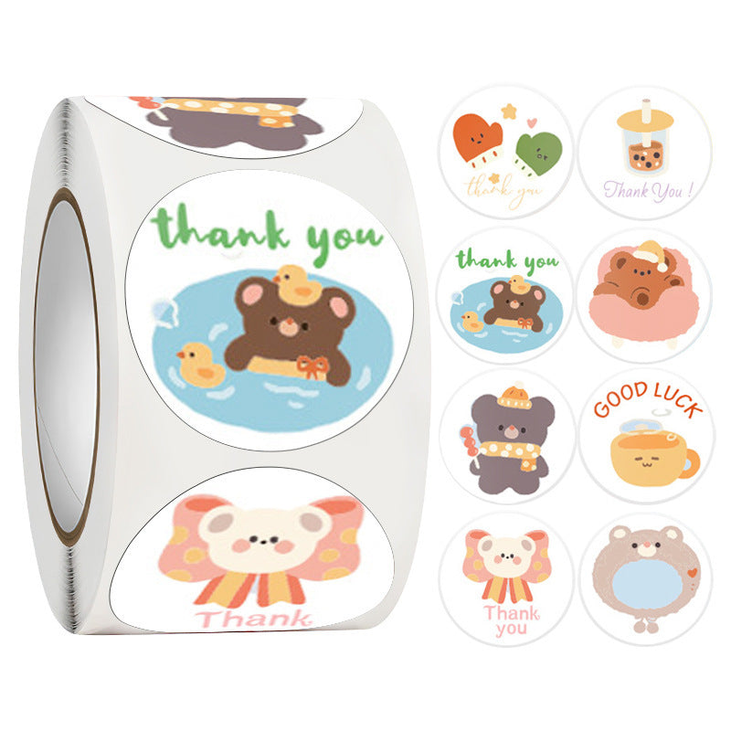 2x500pcs Christmas Xmas Bear Thank You Children Reward Encourage Chinese and English Label Sticker tape