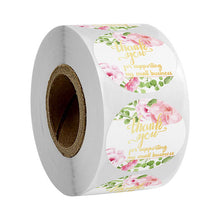 Load image into Gallery viewer, 2x500pcs Xmas Christmas  Stickers Roll Label Bronzing Thank You  Business Gift Sealed
