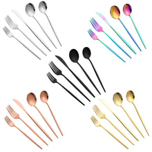 Lade das Bild in den Galerie-Viewer, 304 Stainless Steel Flatware Sets Five Components 20-Piece Set Western Dessert Steak Knife and Fork Rose Gold
