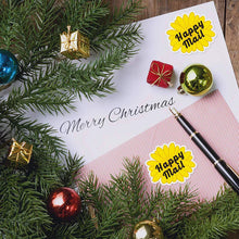 Load image into Gallery viewer, 2x500pcs Christmas Xmas Roll-up Special-Shaped Yellow Petal Happy Mail Sticker Self-Adhesive Gift Label tape
