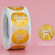 Load image into Gallery viewer, 2x500pcs Christmas Xmas Round Red Yellow Gold Silver Blue with Mickey-Point Flash Laser Thank You Stickers tape
