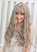 Load image into Gallery viewer, Women Wig Long Curly Hair Realistic Air Bangs Granny Grey Corn Curler W132
