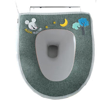 Load image into Gallery viewer, 3pcs Toilet Seat Cover Pads Universal Household Four Seasons    U-Shaped Dehaired Angora Thicker Cotton and Linen Embroidery Zipper

