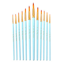 Load image into Gallery viewer, 12 PCs Nylon Hair Brush Watercolor Acrylic Macaron New Oil Painting
