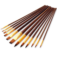 Load image into Gallery viewer, 12 PCs Nylon Hair Art Brush Long Brush Holder Watercolor Painting Brush
