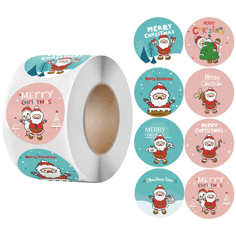 2x500pcs Christmas Xmas Package 8 Design Santa Merry Christmas Christmas Stickers Gift Tags tape