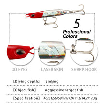 Lade das Bild in den Galerie-Viewer, 2pcs Lure Submerged 8/12/15/18G Fresh Water Tapping Snakehead Rod White Stripes Lure
