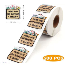 Load image into Gallery viewer, 2x500pcs Christmas Xmas Special-Shaped Flower Bag Basket Thank You for Supporting Small Sticker Thank You Stickers tape
