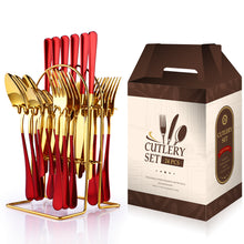 Lade das Bild in den Galerie-Viewer, 304 Stainless Steel Flatware Sets 24-Piece Suit Western Food Four Main Pieces Tableware Stand Gift Box Multi-Color
