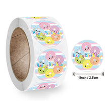 Load image into Gallery viewer, 2x500pcs Xmas Christmas  Stickers Roll Label Colorful Donut Happy Birthday Birthday Thanks
