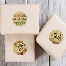 Load image into Gallery viewer, 2x500pcs Xmas Christmas 8 Kinds of Plant Color Kraft Paper Thank You Sticker Gift Label
