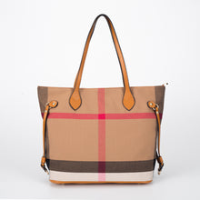 Load image into Gallery viewer, Women Ladies Handbag Simple Shoulder Bag Canvas Check Pattern Tote Bag Large Capacity
