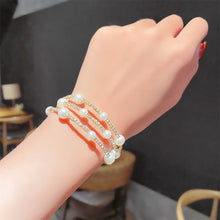 Load image into Gallery viewer, 2PCs Simple Double Layer Pearl Rhinestone Bracelet Christmas Children&#39;s Day Gifts for Girls
