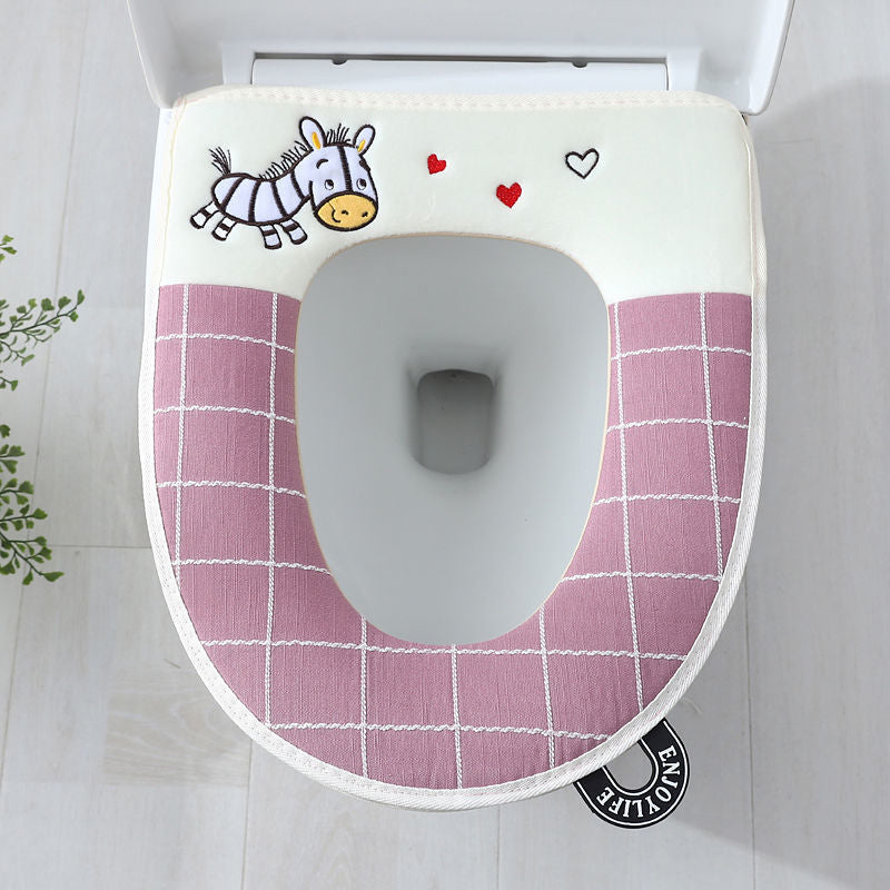 3pcs Toilet Seat Cover Pads Summer Linen Four Seasons colorful Zipper