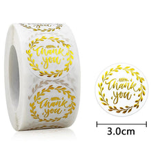 Load image into Gallery viewer, 2x500pcs Christmas Xmas round White Bronze Thank You Envelope Packaging Bag Stationery Sticker Label tape
