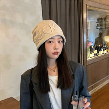 Lade das Bild in den Galerie-Viewer, Warm Winter Knit Beanie Hats  Japanese Style Face-Looking Small Women Internet Celebrity Fleece-Lined Toe Cap Unisex
