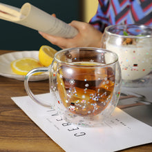 Lade das Bild in den Galerie-Viewer, Xmax Christmas Cup Gift Mingshangde Double-Layer Glass Cute Good-looking Milk Coffee
