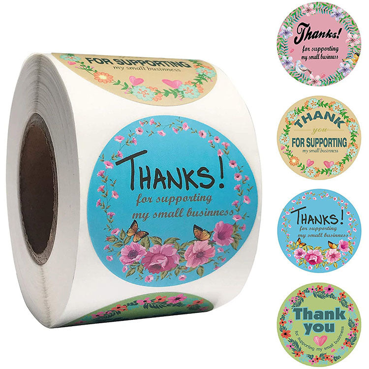 3x500pcs Xmas Christmas Stickers Roll Label 4 Kinds of Garland Thank You Self- Gift Sealing