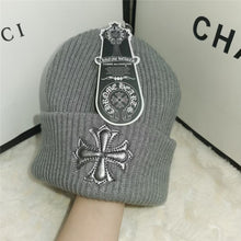 Load image into Gallery viewer, Warm Winter Knit Beanie Hats Men's and Women's Autumn and Winter Warm Wool Cross European and American Thickened All-Matching Unisex
