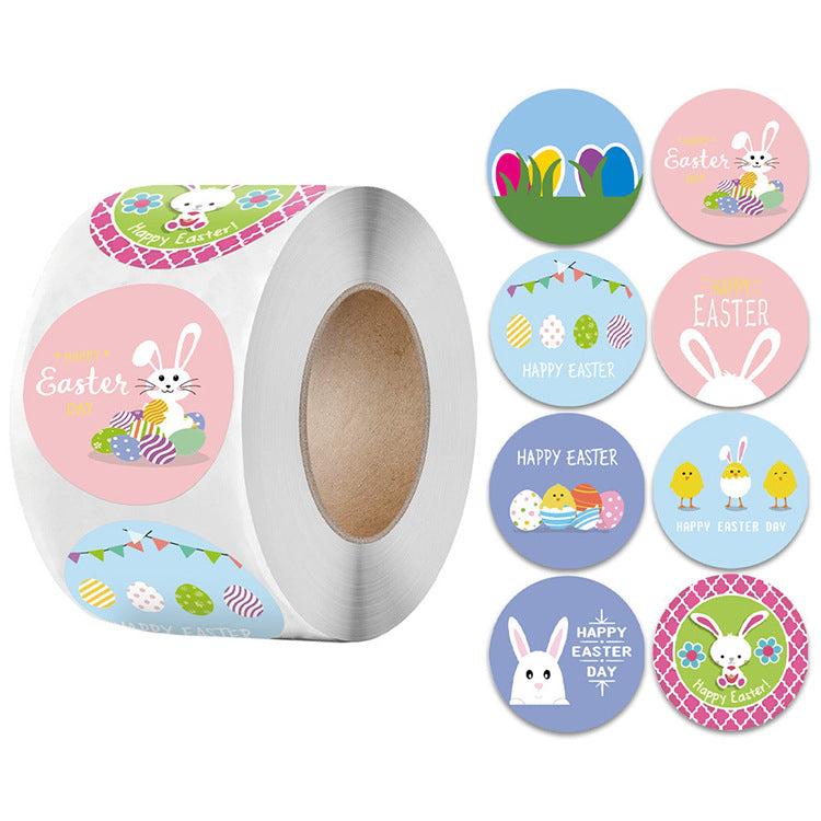 2x500pcs Christmas Xmas Egg Chicken Rabbit Happy Easter Day Gift Self-Adhesive Labels Stickers tape