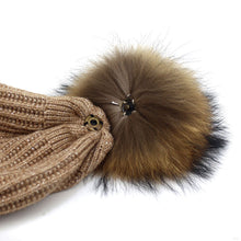Lade das Bild in den Galerie-Viewer, Warm Winter Knit Beanie Hats Autumn and Winter New Raccoon Fur Ball Women's Silver Silk Thermal Head Cover Unisex
