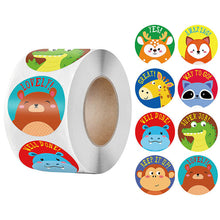 Load image into Gallery viewer, 2x500pcs Xmas Christmas  Stickers Roll Label Children&#39;s Animal World Yes Great Award Incentive Toy Sealing
