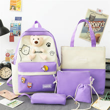 Lade das Bild in den Galerie-Viewer, Cute Bear Doll Junior High School Student Campus Backpack Canvas Student Backpack
