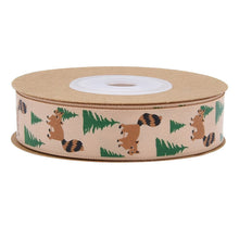 Load image into Gallery viewer, 3PCs Christmas Packing Materials 15mm Wide Printed Animal Christmas Fruit Ribbon Flowers Gift
