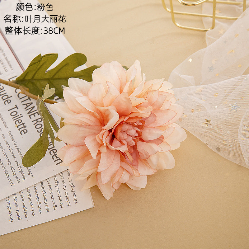 3PCs Leaf Moon Dahlia Artificial Fake Flower Plants Home Decoration Wedding Bouquet
