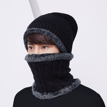 Load image into Gallery viewer, Warm Winter Knit Beanie Hats Scarf Two-Piece Set Men and Women Windproof Thickening Fleece Lined Unisex
