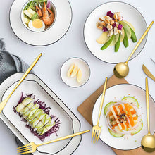 Lade das Bild in den Galerie-Viewer, 304 Stainless Steel Flatware Sets 20PCs Bright Golden Knife Fork Dessert Spoon and Fork Set
