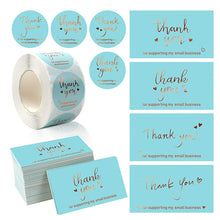 Load image into Gallery viewer, 2x500pcs Christmas Xmas Blue Bronzing Love Heart Thank You Card Stickers Suit tape
