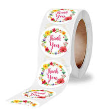 Load image into Gallery viewer, 2x500pcs Xmas Christmas  Stickers Roll Label Pink Floral Ring Pattern Thank You Kraft Envelope Wedding Goods
