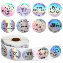 Load image into Gallery viewer, 2x500pcs Xmas Christmas  Stickers Roll Label Awesome Thanks  Supporting  6 Designs Rainbow Laser Thank You  You
