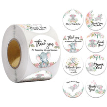 Load image into Gallery viewer, 3x500pcs Xmas Christmas Stickers Roll Label 8 Kinds of Big and Small Elephant Thank You Self- Gift Sealing
