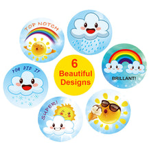 Load image into Gallery viewer, 2x500pcs Xmas Christmas  Stickers Roll Label 6 Patterns Rainbow White Cloud Sun Stationery Gift Reusable Adhesive
