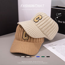 Lade das Bild in den Galerie-Viewer, Warm Winter Knit Beanie Hats Tik Tok Live Stream Internet Celebrity Same Embroidery Big C Topless Hat Unisex
