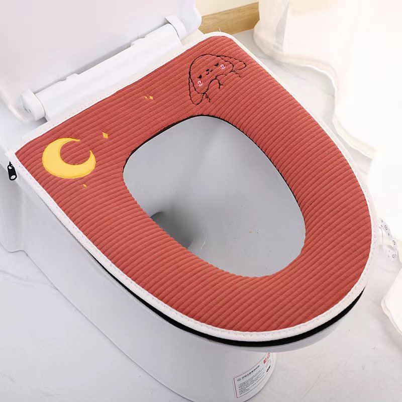 3pcs Toilet Seat Cover Pads Cushion  Cushion  Household Waterproof Cute Zipper Thicker Fleece