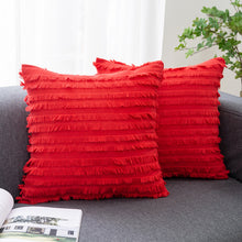 Load image into Gallery viewer, 2pcs Pillowcases 45 * 45cm Square Solid Color Cotton and Linen Cut Flower Tassel Sofa
