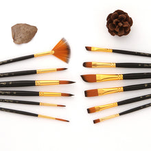 Load image into Gallery viewer, 12 PCs Nylon Wool Art Brush Wooden Watercolor Painting
