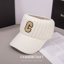 Lade das Bild in den Galerie-Viewer, Warm Winter Knit Beanie Hats Tik Tok Live Stream Internet Celebrity Same Embroidery Big C Topless Hat Unisex
